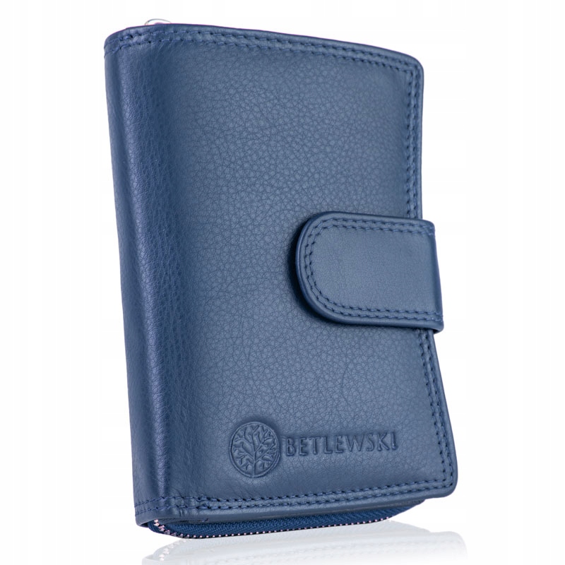 Peňaženka - Betlewski Peňaženka Prírodná koža modrá produkt BPD-SS-19-Womens