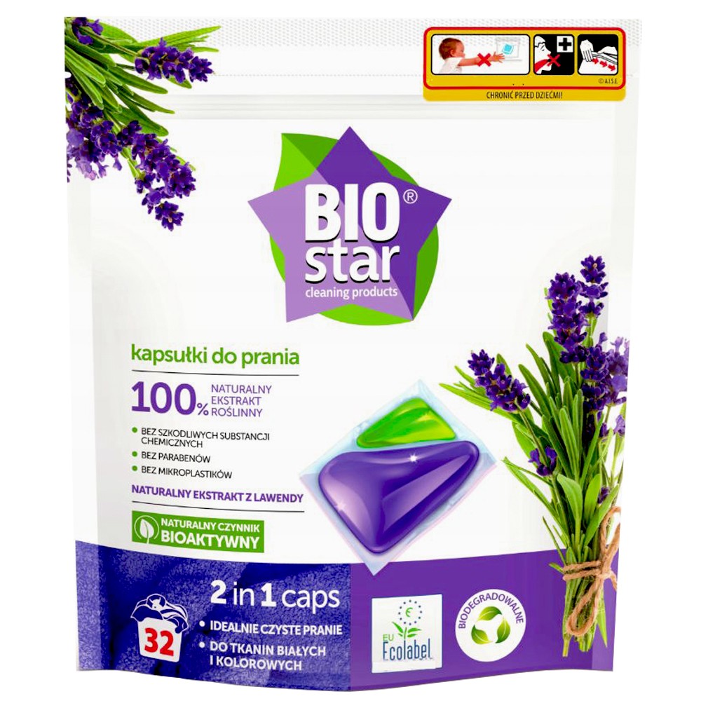 Pracie kapsuly a tablety - BIOSTAR Prírodné umývanie kapsúl 2in1 levanduľa 32