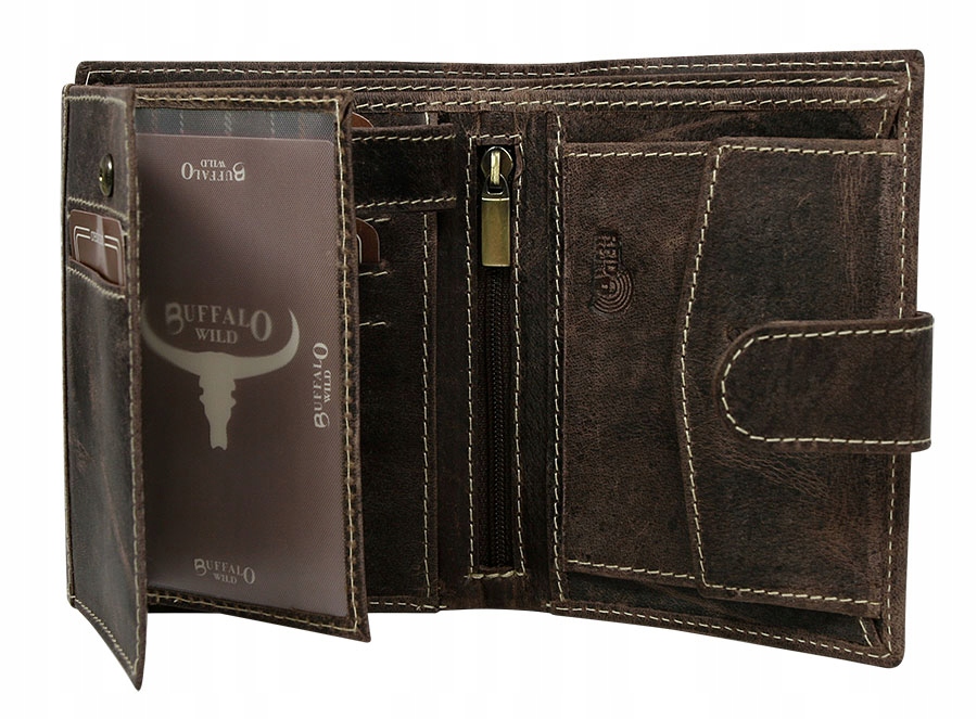 Peňaženka - Bufová peňaženka Prírodná koža hnedá RM-06L-HBW Brown-Men's Product