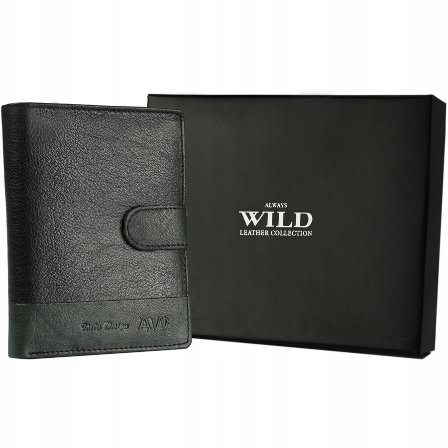 Peňaženka - Vždy divoká peňaženka Prírodná koža Čierna PO27-N4L-GA-Box-7689 Blac-Men's Product