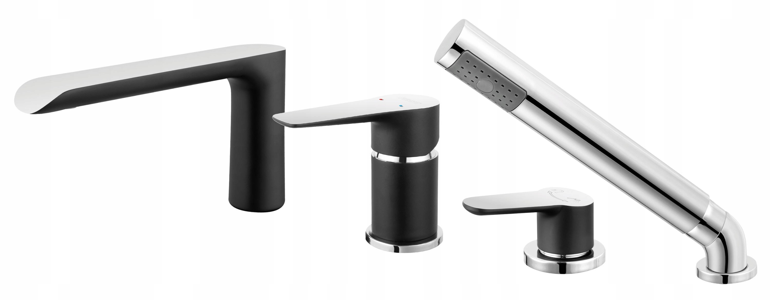 Zbožňovacia batéria 4-otvorená vaňa, Black-Chrom BDR