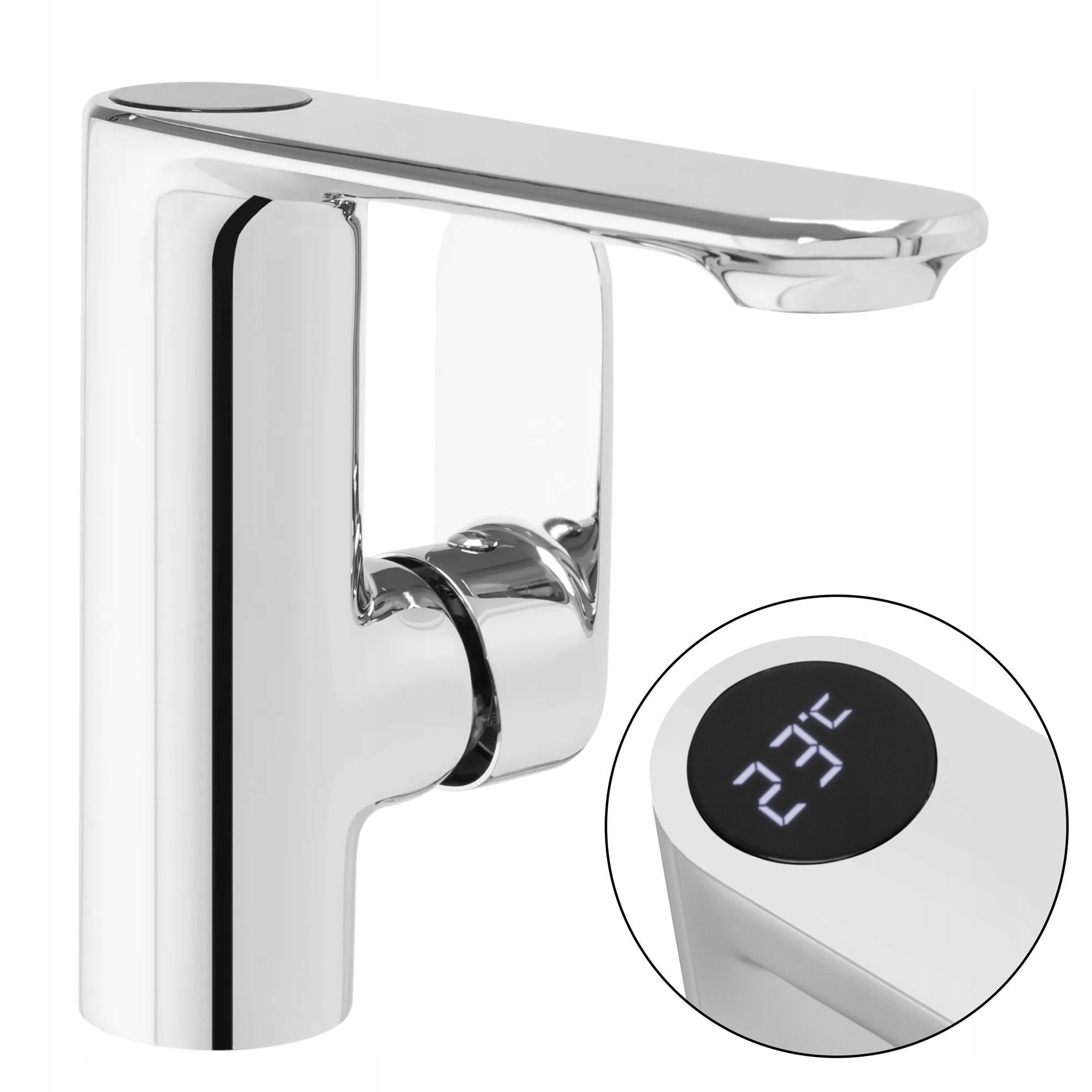 Batéria mils chróm striebro LCD Washbasin nízko