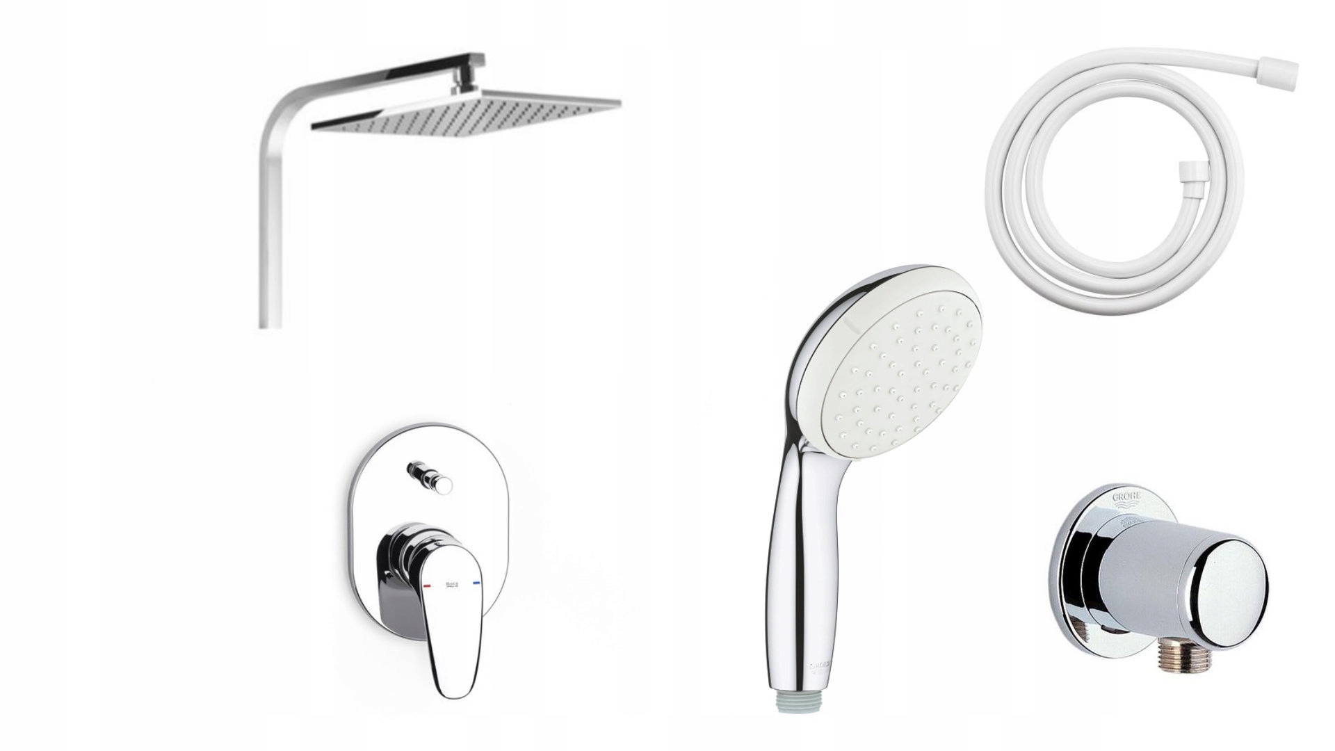Batéria Roca+raster 30+hadica grohe+rukoväť+kola