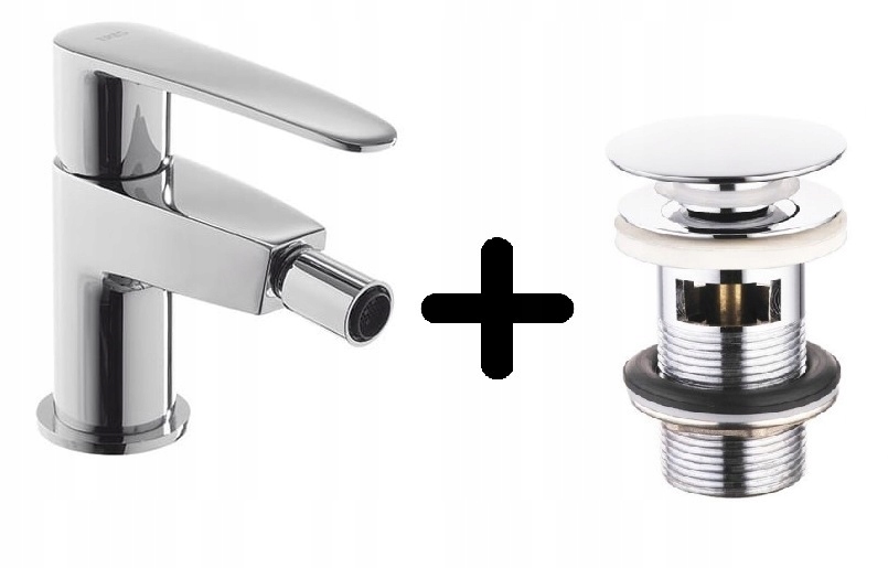 Batéria Tres Plat Bidet + Cork Click Clak Chrome
