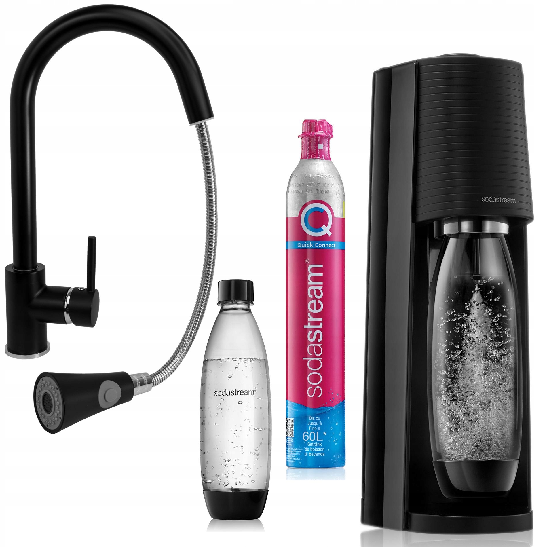 Kuchynská batéria - Čierny had + kuchynská batéria Terra Sodastream