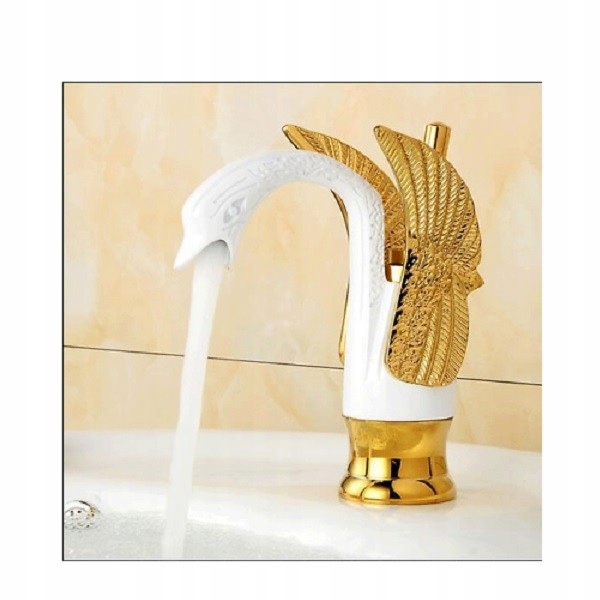 Kúpeľňa Washbasin Faucet Gold and White Swan