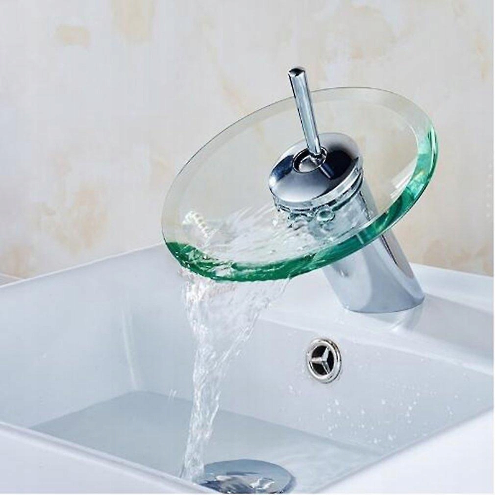 Kúpeľňa kuchynské umývadlo okrúhle sklenené vodopád faucet