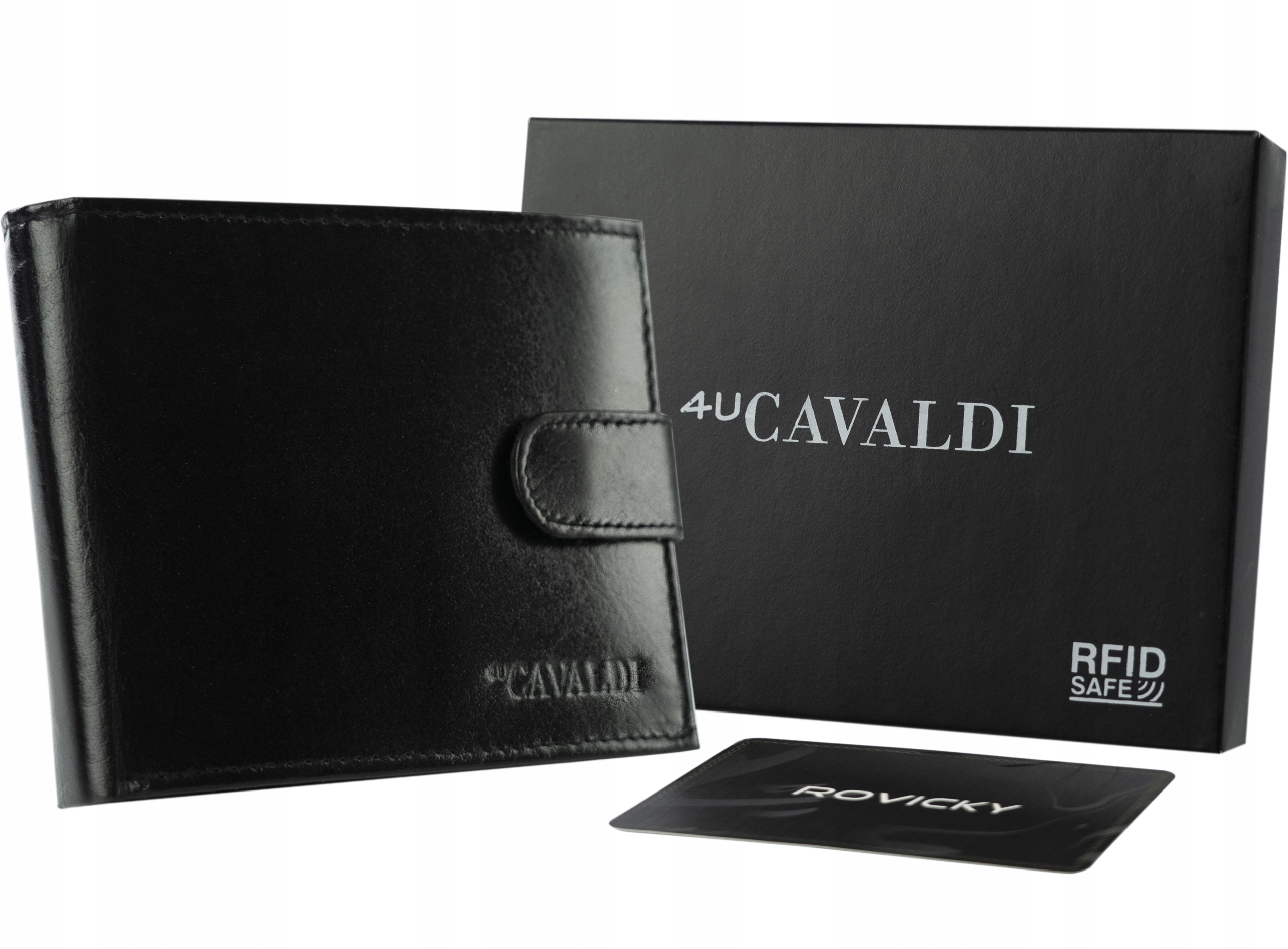 Peňaženka - Produkt čiernych mužov Cavaldi Wallet Prírodná koža čierna 0002l-bs-rfid
