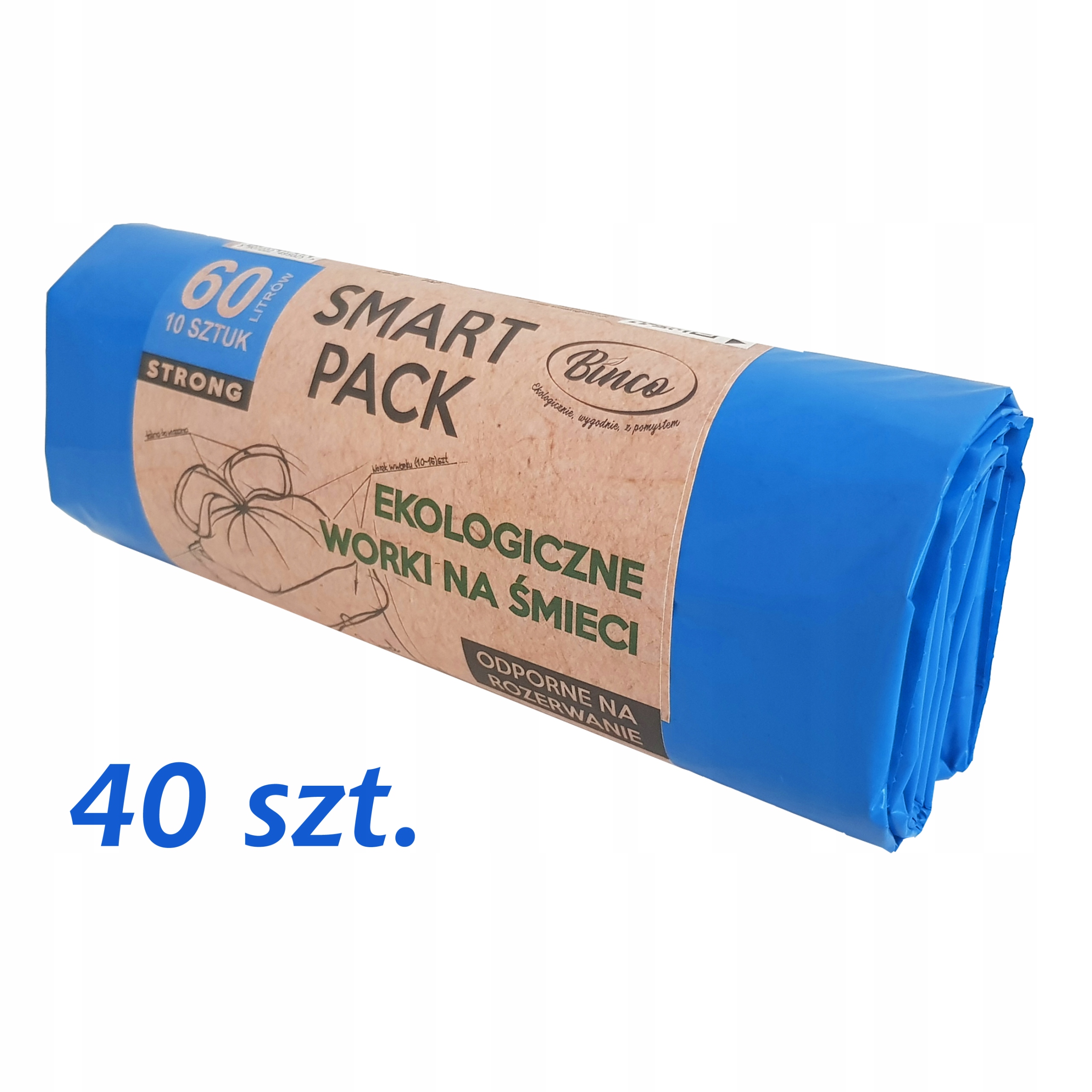 Biologicky rozložiteľné vrecia na odpadky 60l KARTÓN 40 ks.