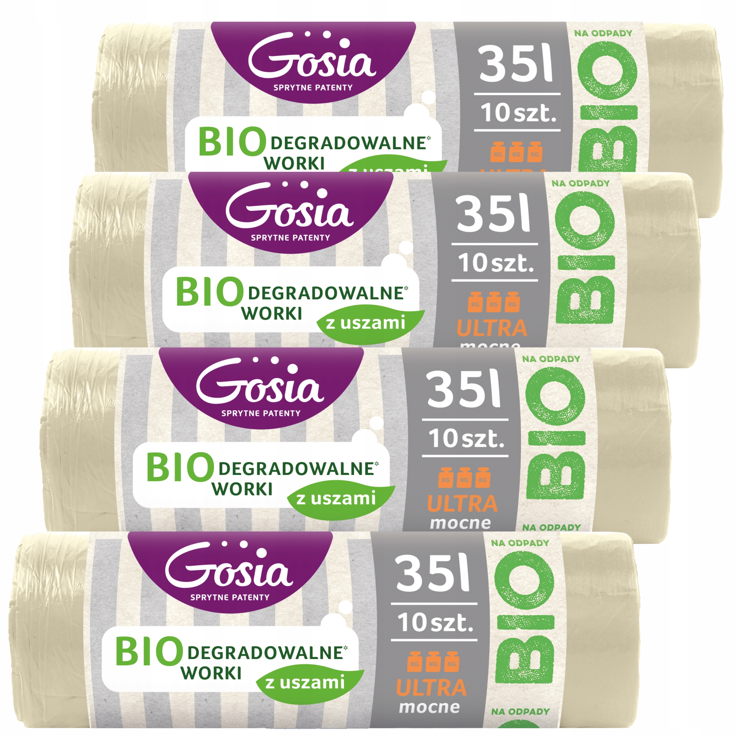 Biologicky rozložiteľné vrecia na odpadky s ušami 35L GOSIA