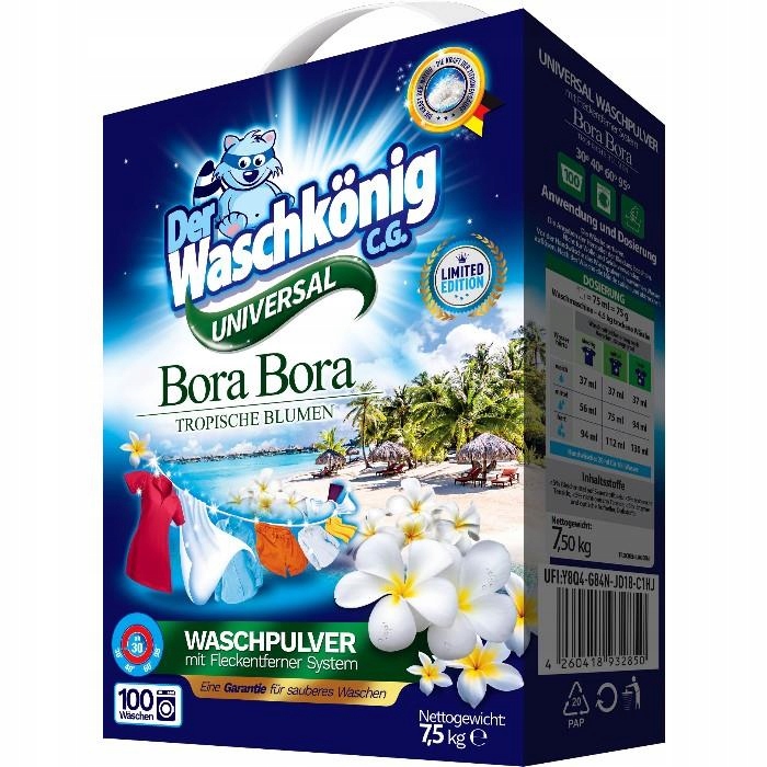 Prací prášok - Bora Bora Univerzálny prací prášok 7,5 kg - 100