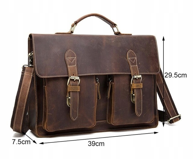 Hnedý mužský kufrík skutočného kože vintage sz