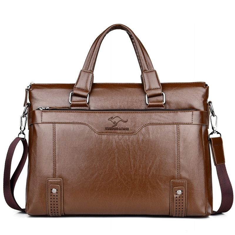 Brown 2022 Pánske aktovky Business Pu Leather
