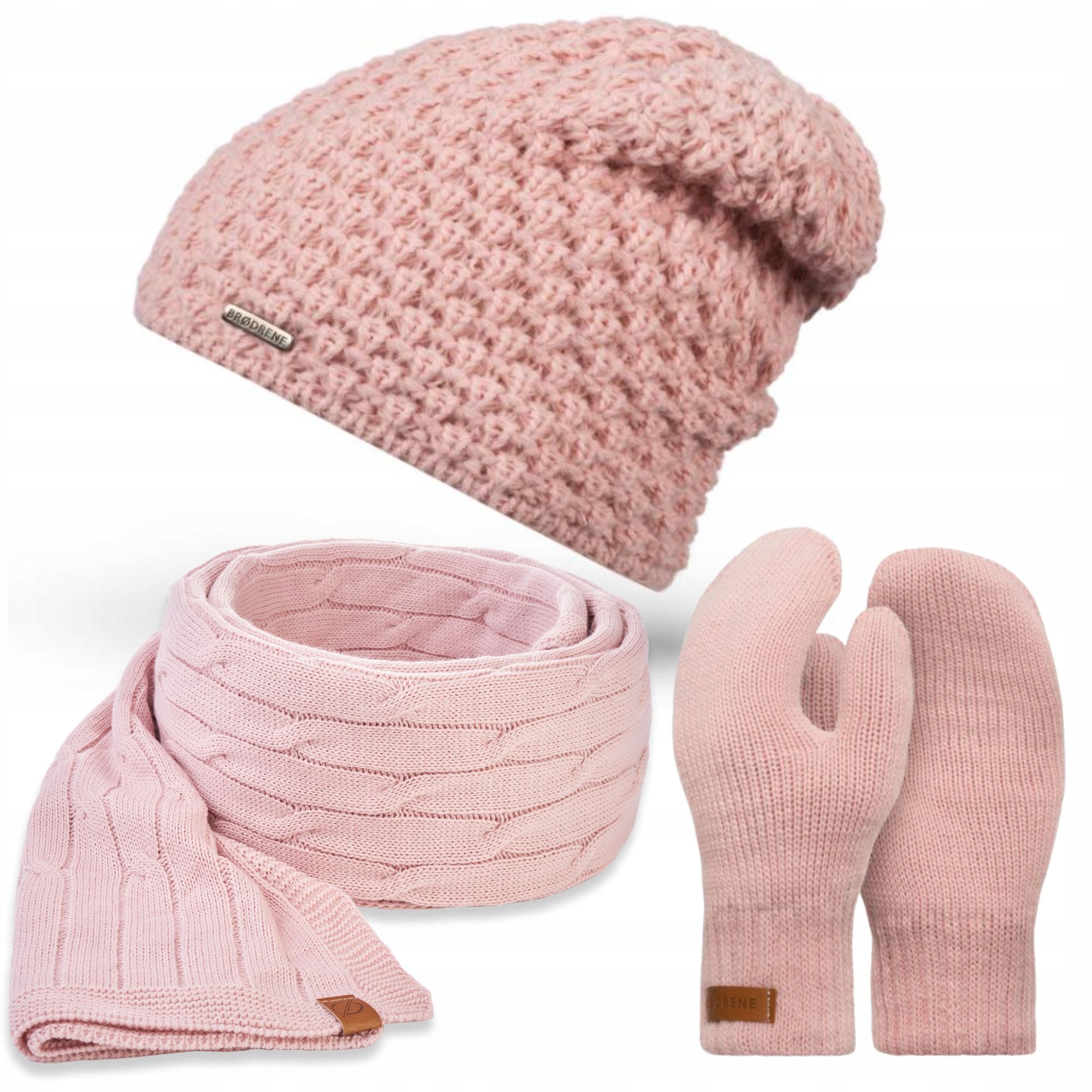 Sada klobúkov, rukavíc, brødrene B SZ25+S10+R2 Pink Scarf