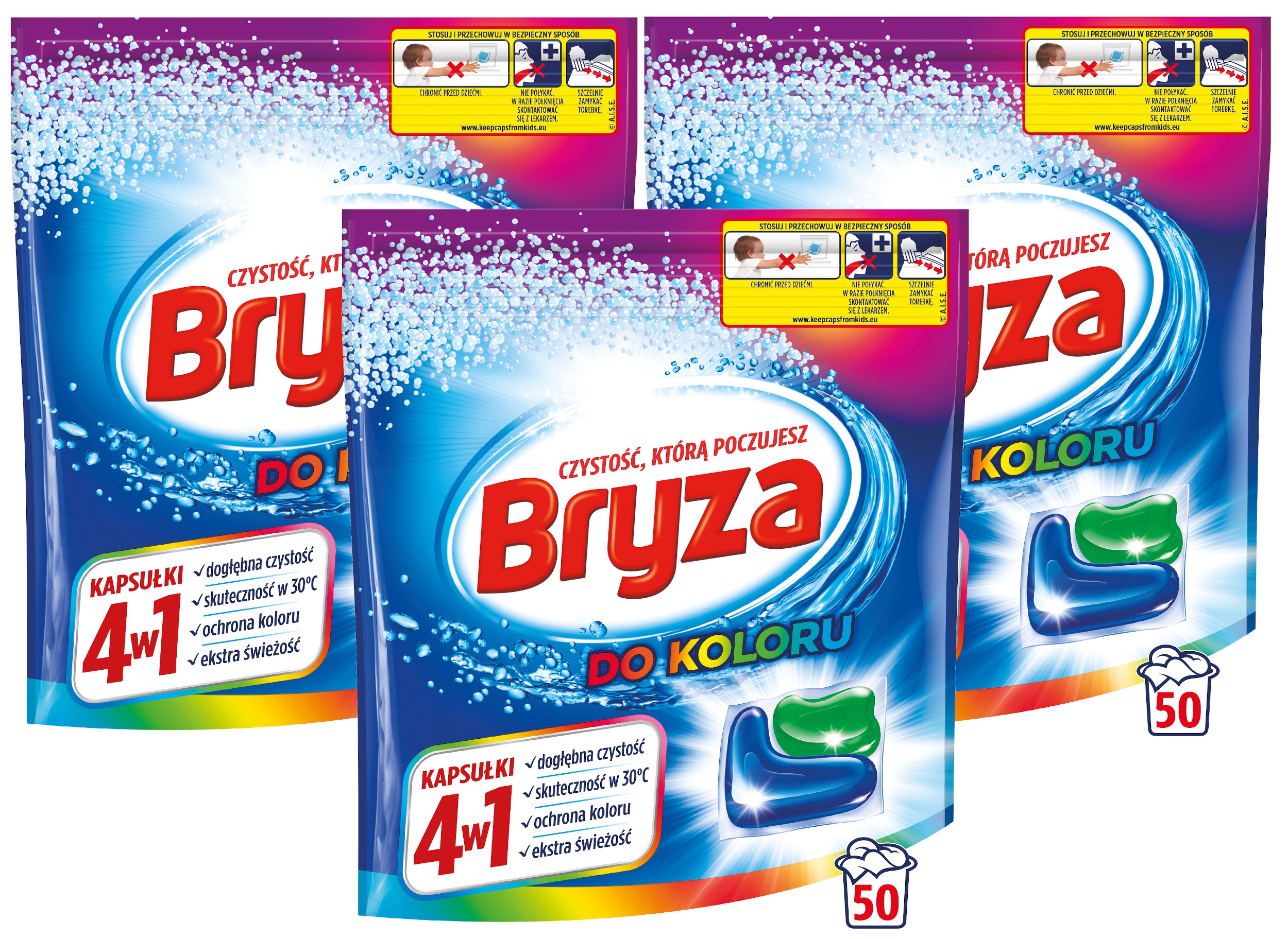 Pracie kapsuly a tablety - Bryza 4v1 pracie kapsule Farba 150ks