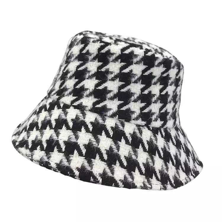 Bucket Hat Pepitka Black -Biely kockovaný