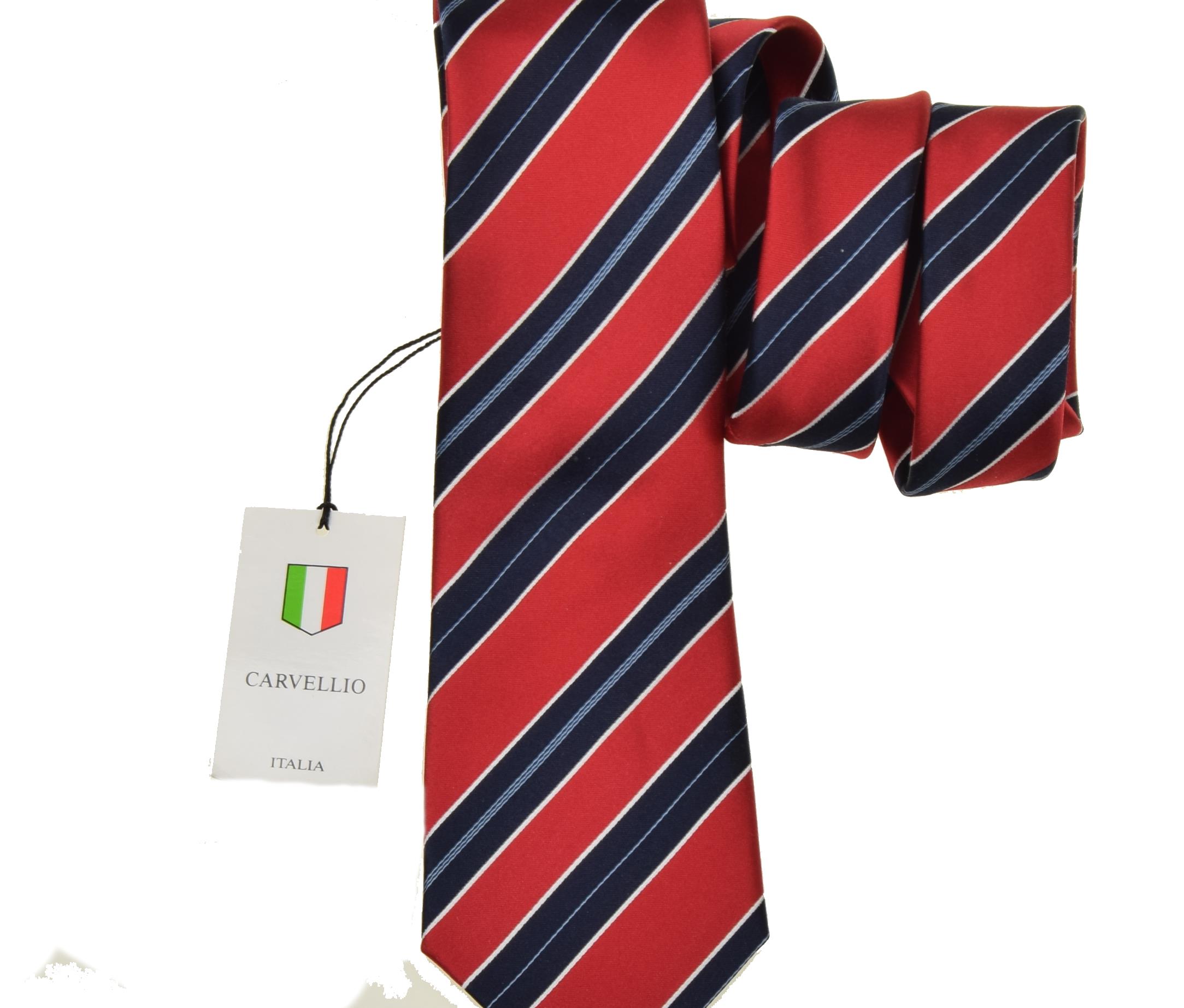 Carvelio kravata Carvelio Italia Red Silk, námornícka modrá