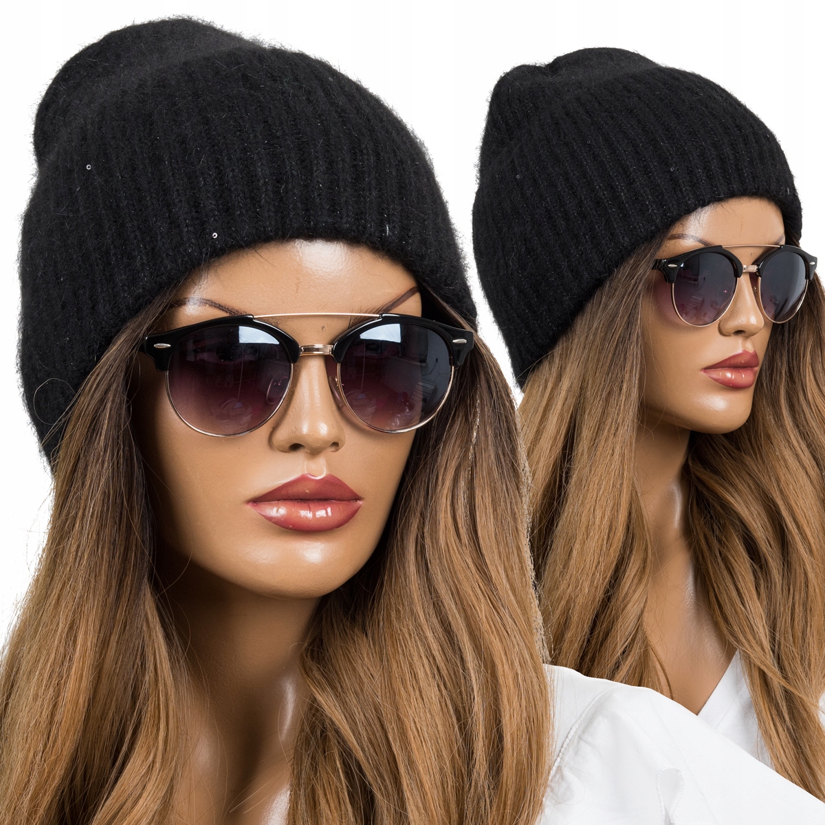 Zima -Dámska čiapka žien s Angorou Black Angora