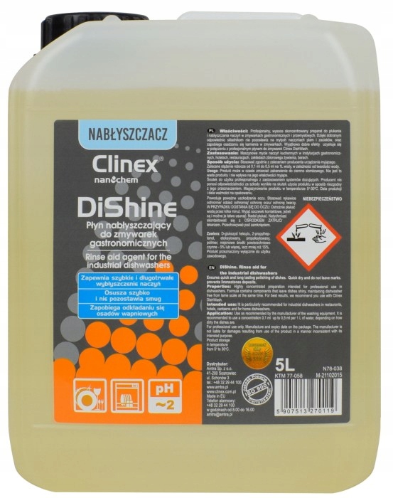 CLINEX DISHINE 5L tekutý oplachový prostriedok do umývačky riadu