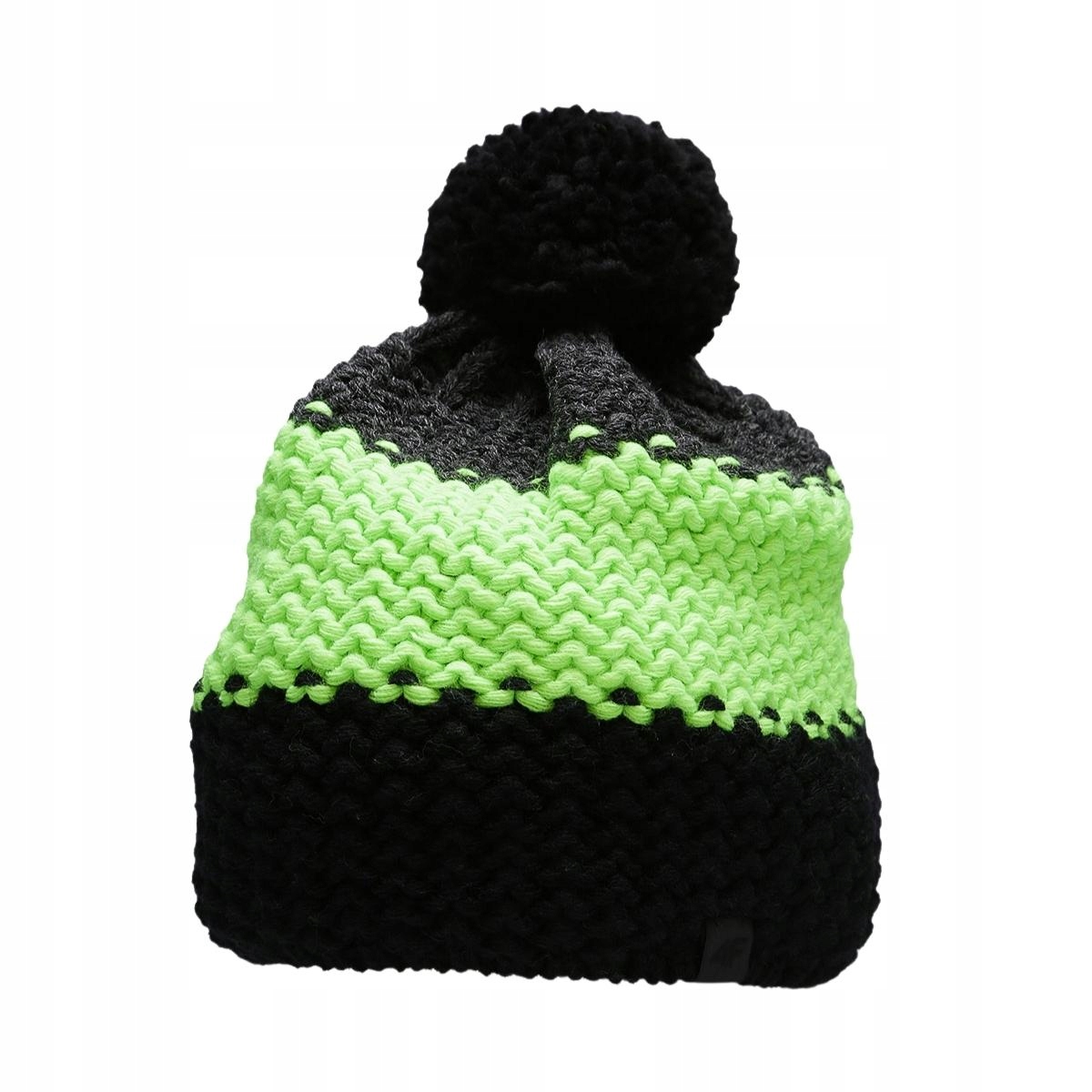 Zimná čiapka Beanie 4f čierna, šedá, zelená r.