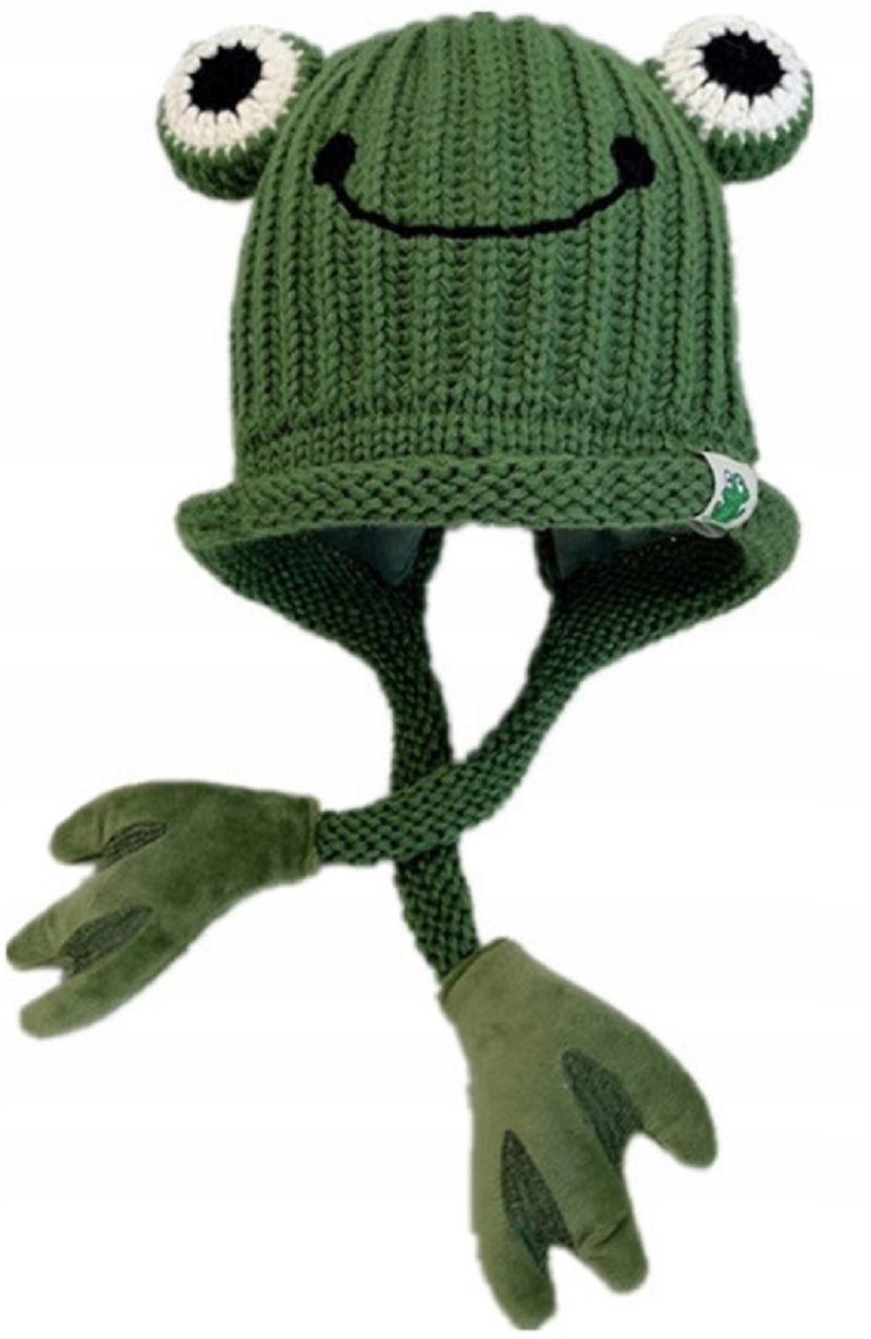 Zelená žabka mládežnícka čiapka lemovaná fleece