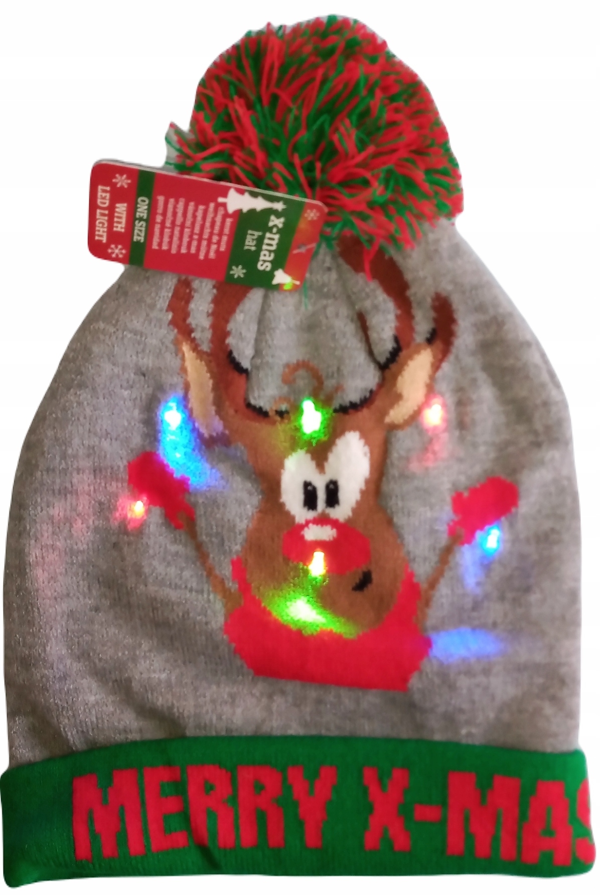 Zimná čiapka X-mas klobúk biela, červená, námornícka modrá. Universal.