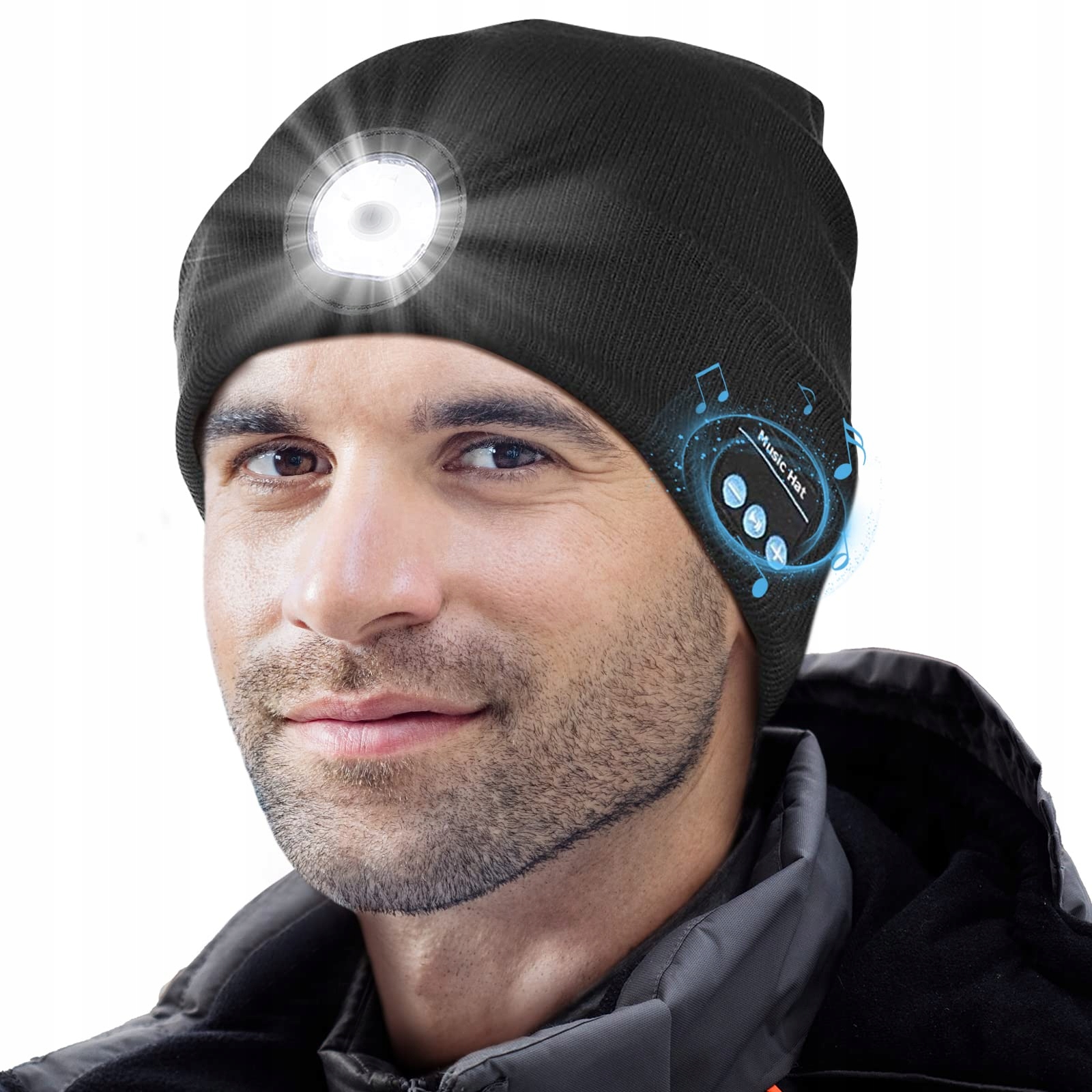 Čiapka so slúchadlami Bluetooth 5.0 a LED svetlom