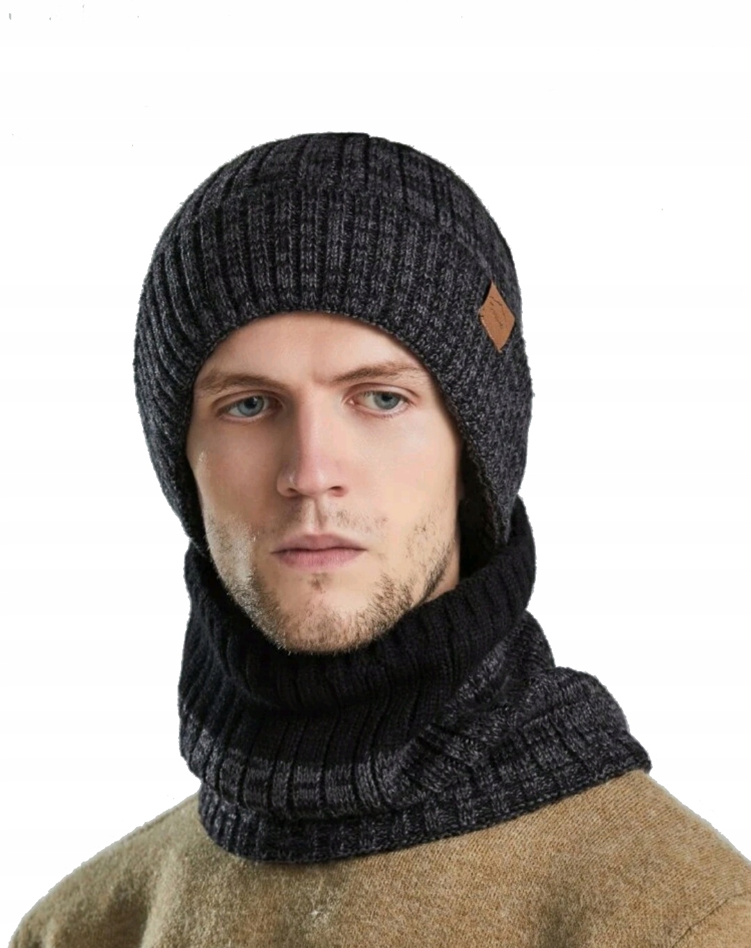 Beanie Winter Cap+ Black Chimney, Gray. XL/XXL