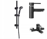 Čierna batéria Washbasin+vaňa+tmavá súprava