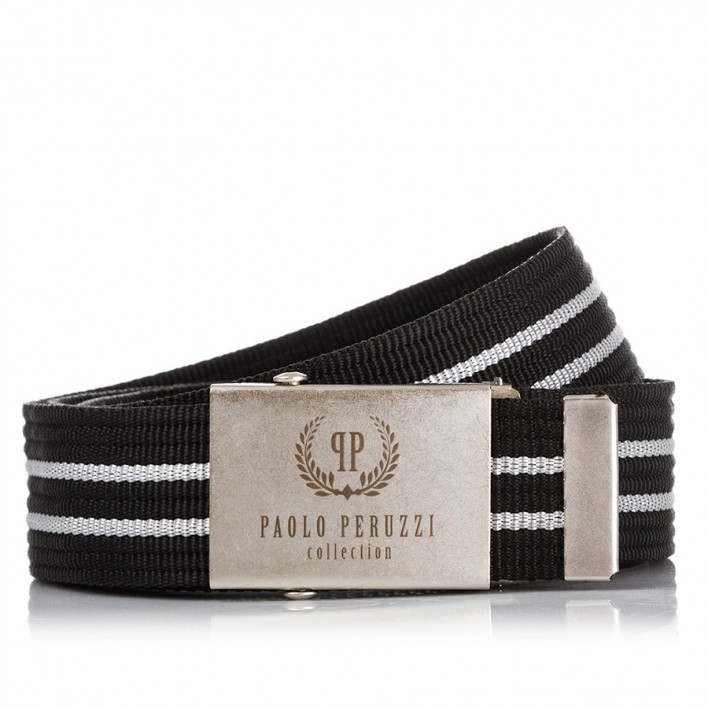 Opasok - Paolo Peruzzi White, Black Strip - pánsky produkt
