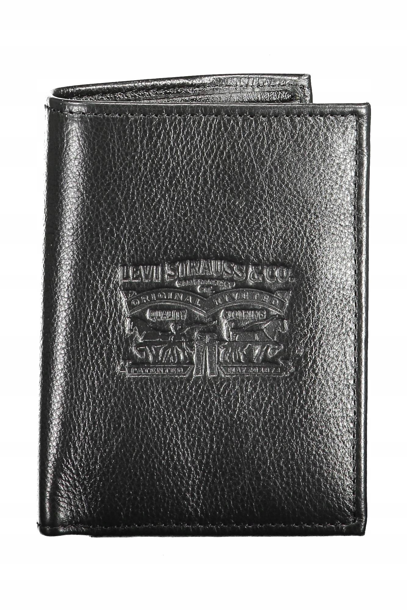 Peňaženka - LEVIS PÁNSKA ČIERNA KOŽENÁ PEŇAŽENKA S LOGOM