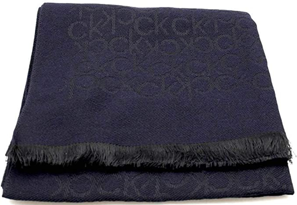 Šatka - Calvin Klein Monogram Jaquard Sca Navy Wool