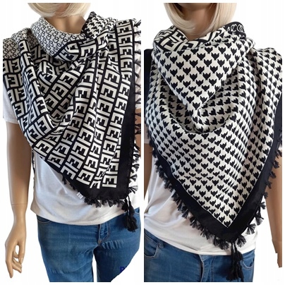 Šatka - Grazia's Scarf viskóza biela, čierna
