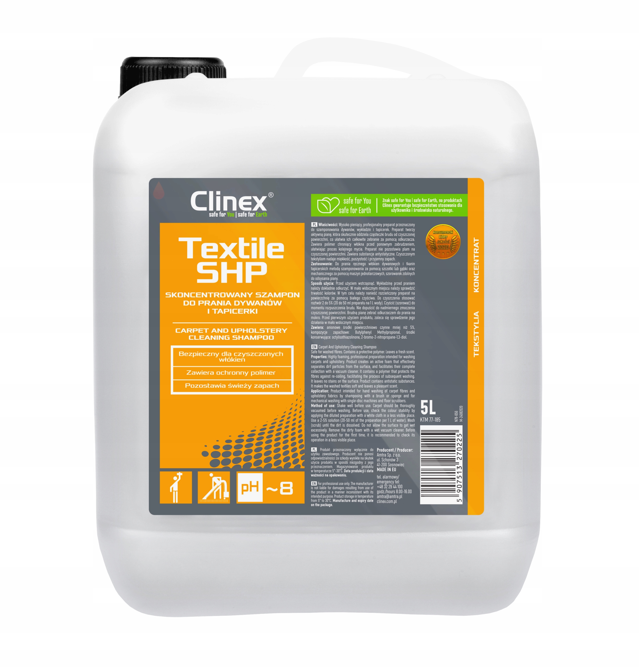 Prací gél - Clinex Textile SHP 5L NA PRANIE ČALOUNSKÝCH KOBERCOV