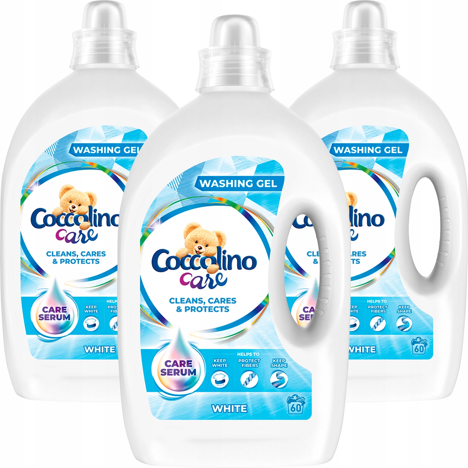Prací gél - Coccolino Starostlivosť o umývanie gél Biela 3x2,4L 180PR XL