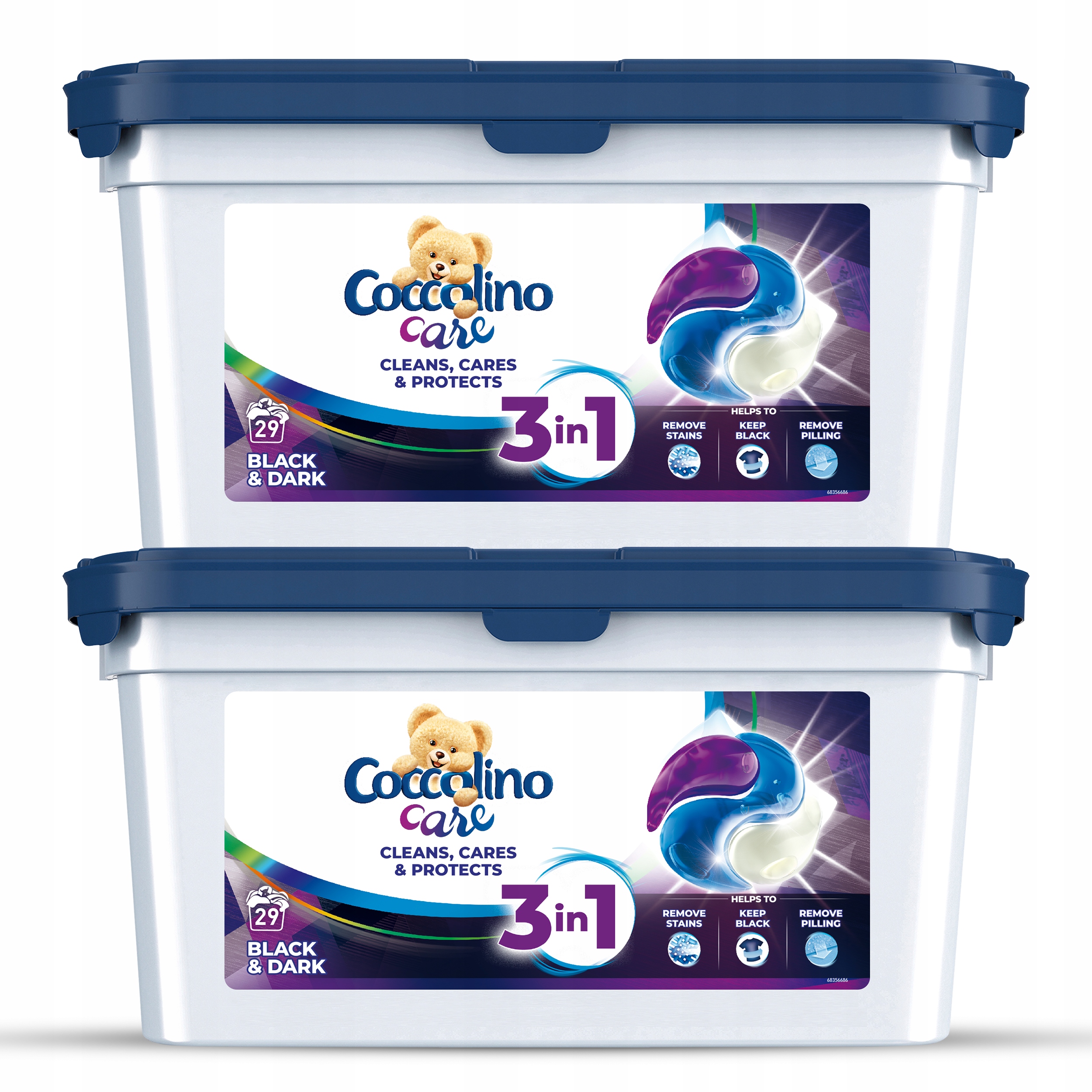 Pracie kapsuly a tablety - Coccolino Care Kapsules umývanie čiernej 2x29 = 58ks