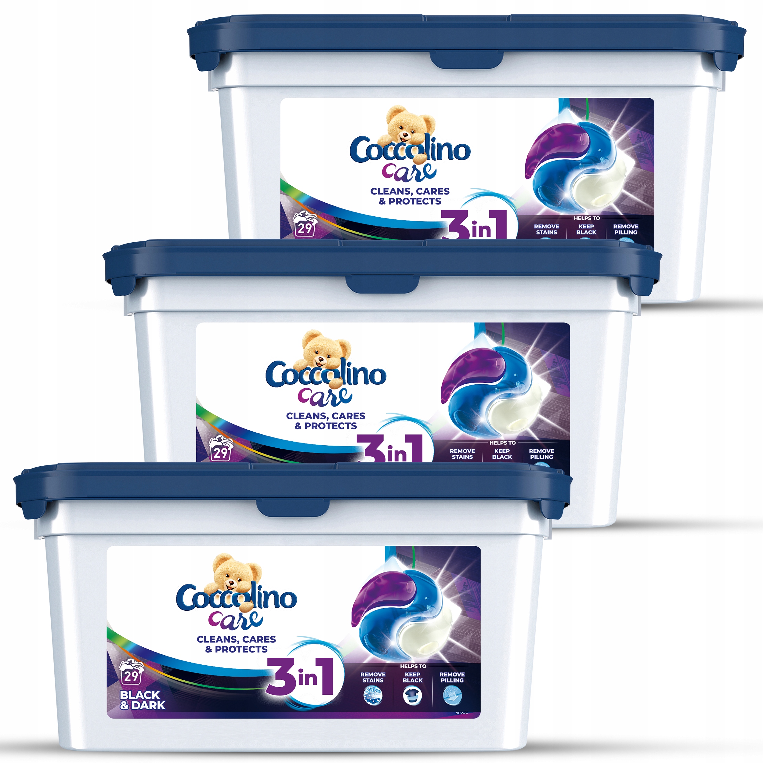 Pracie kapsuly a tablety - Coccolino Care Kapsules umývanie čiernej 3x29 = 87ks
