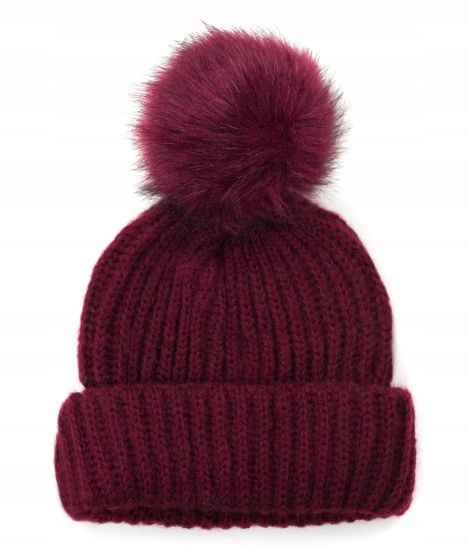 Ženská dámska čiapka s burgundským teplom pompom