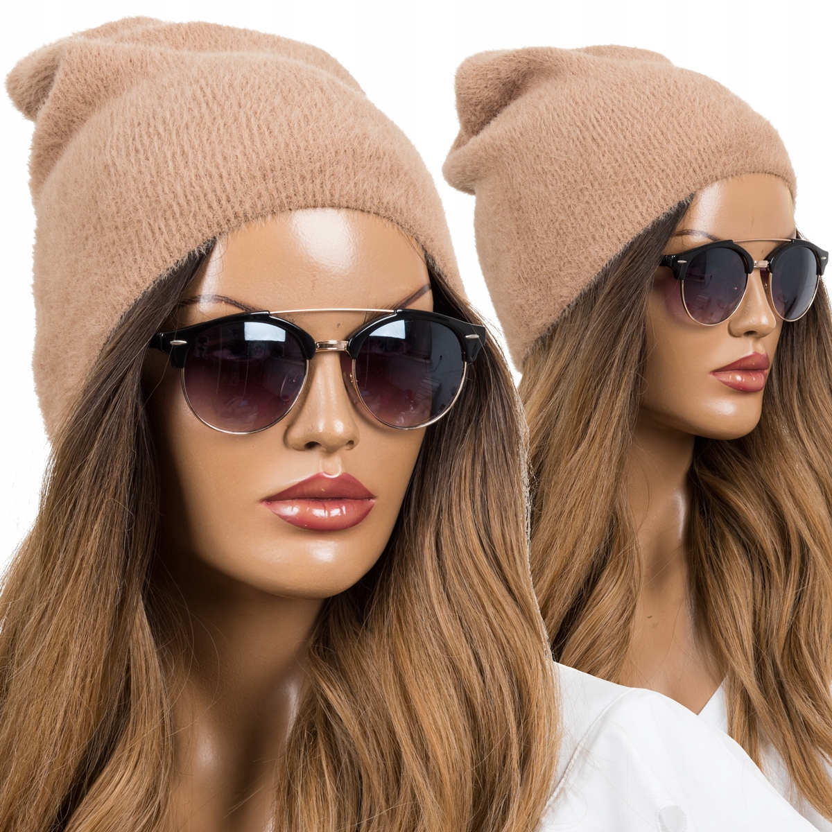 Beanie Dámsky klobúk s Alpaca Smurfetka farby novú