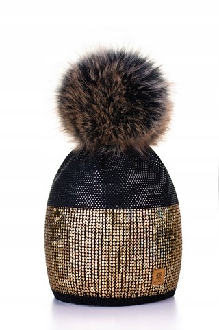 Beanie wl zimná čiapka ružová, šedá, zlatá m/l