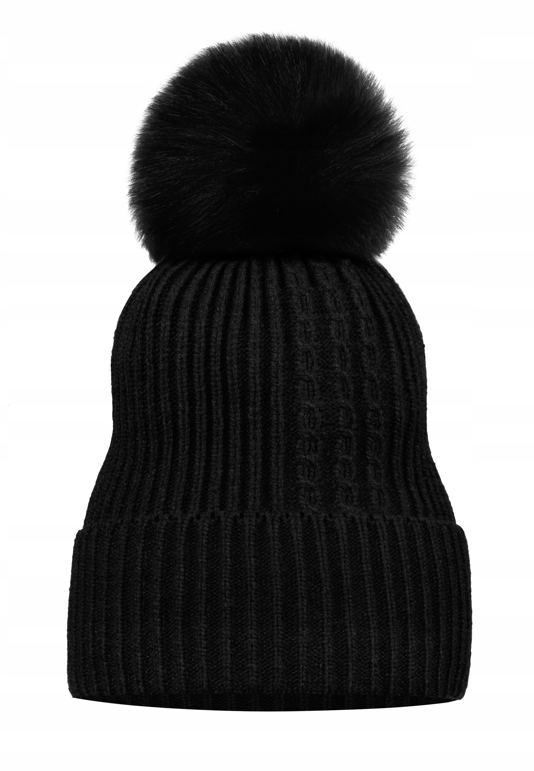 Čierna zimná čiapka s pompom dámska majka