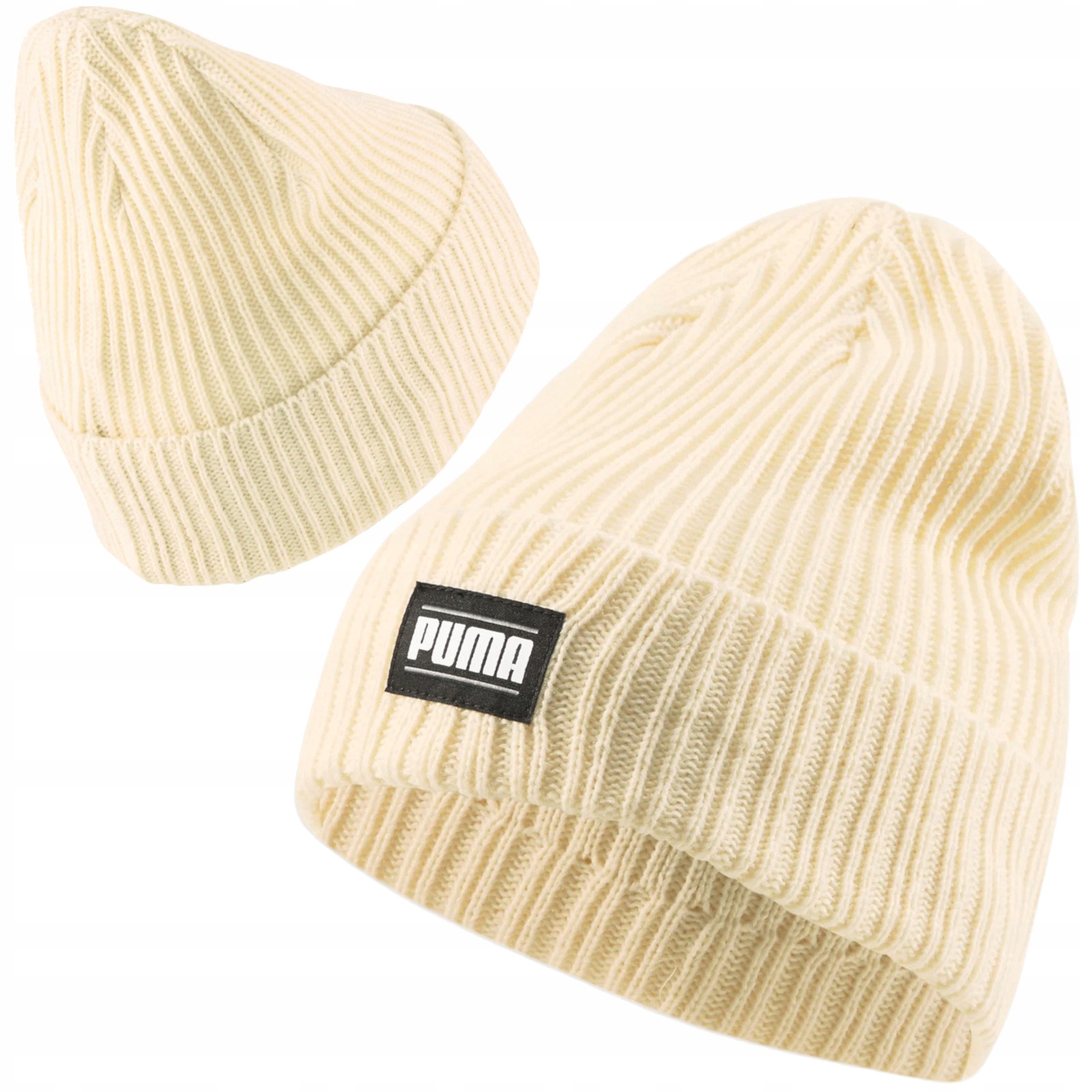 Puma Ribbed Classic Beanie Winter Hat Ecru