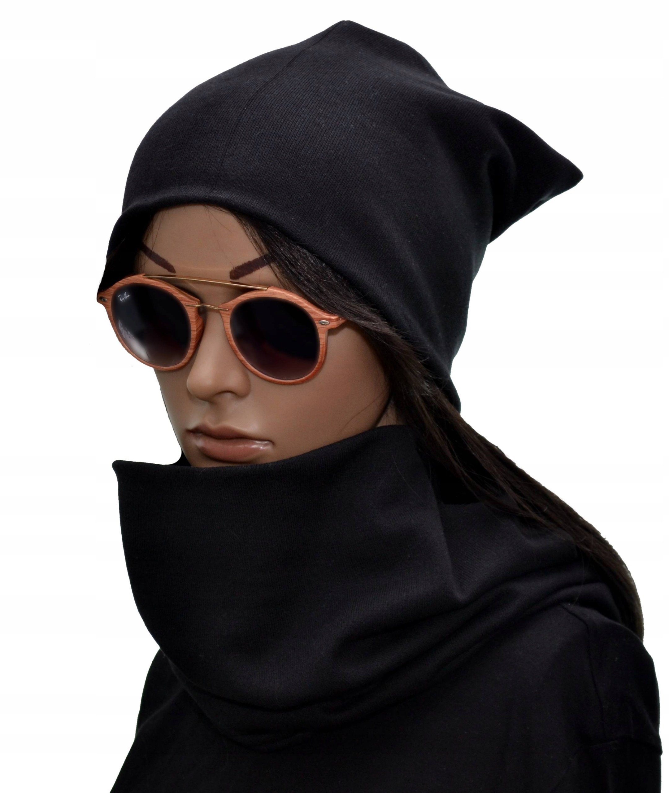Nastavte čiapku, komín (golf) Promolodz Autumn- Zimná čiapka Beanie Chimney Golf Black Scarf