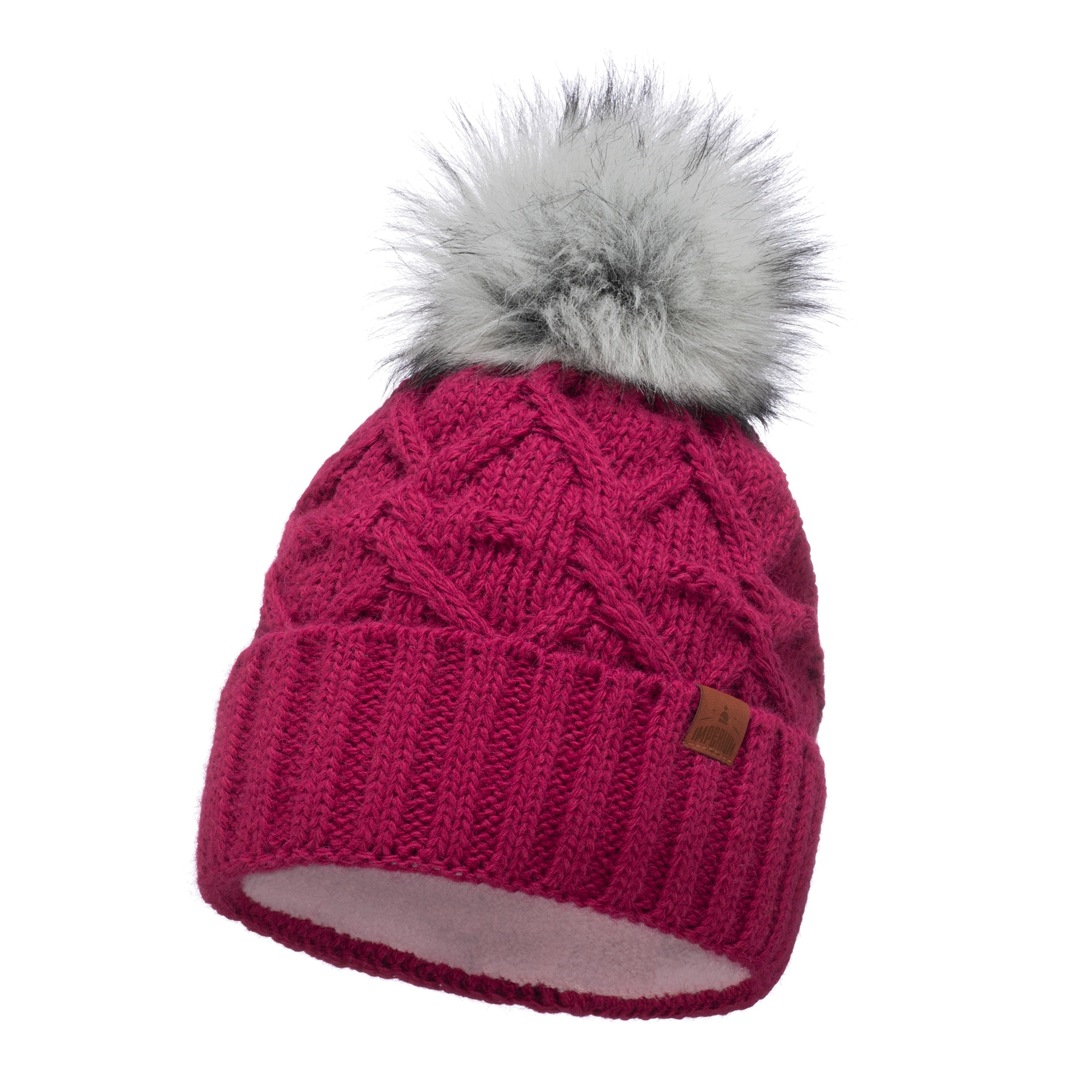 Dámska zimná čiapka s pompom fuchsia