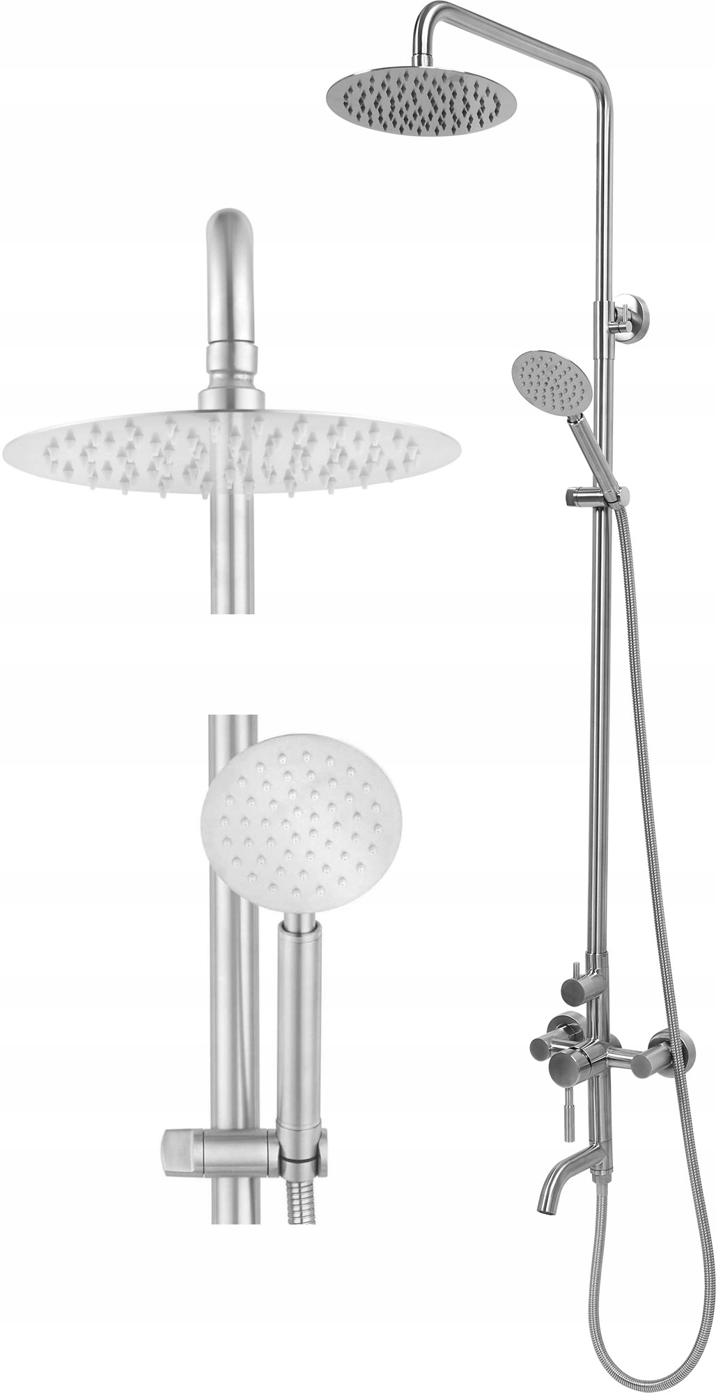 Sprchovací stĺp dažďovej vody Inox Steely 2