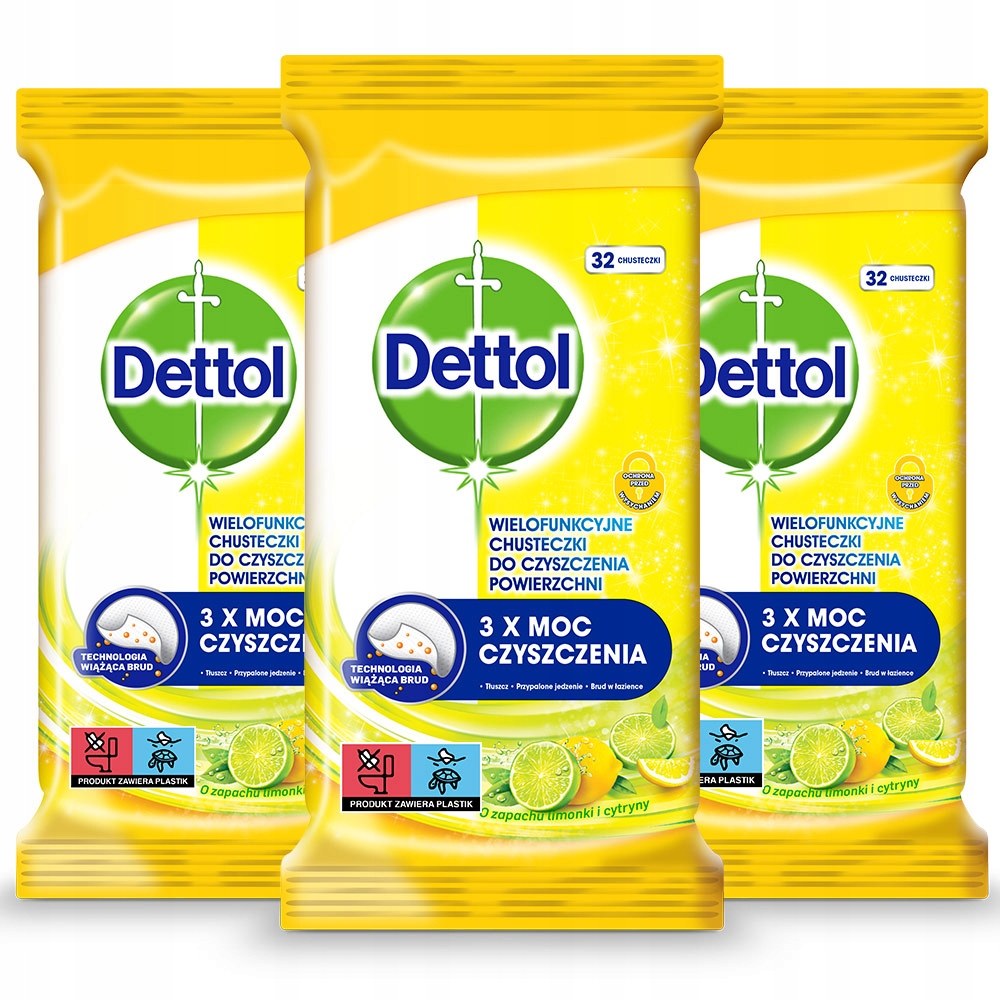 DETTOL čistiace obrúsky citrón 3 ks