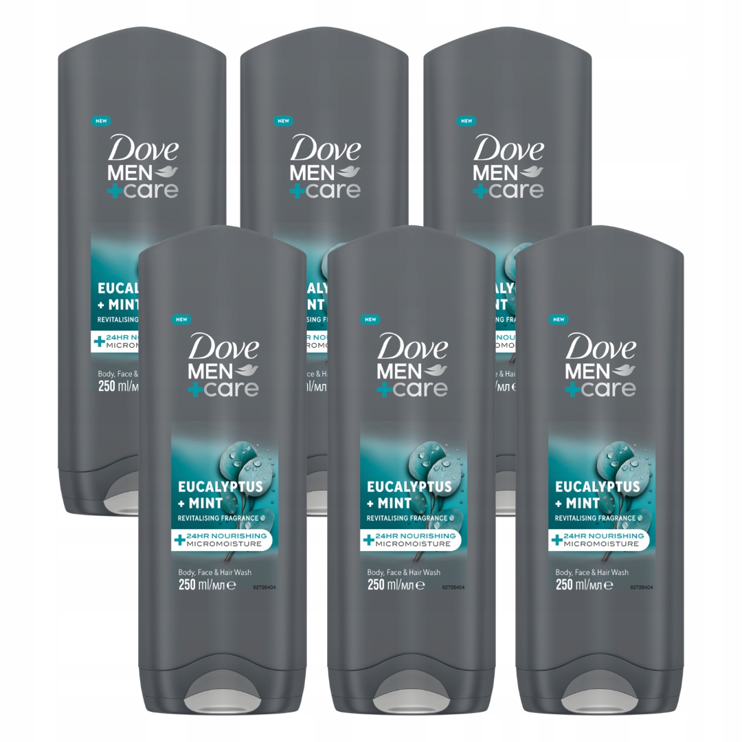 DOVE Men sprchový gél s eukalyptom a mätou 6x250ml