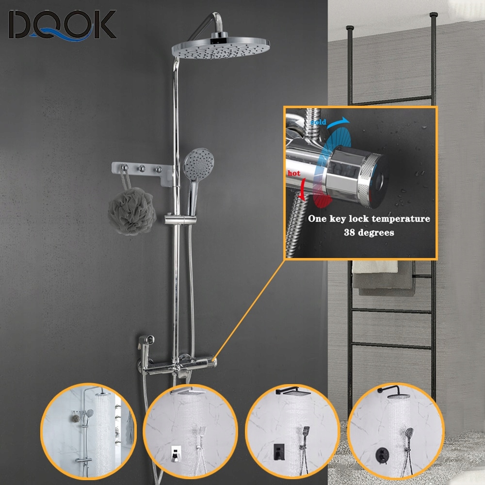 Dqok termostatická sprcha faucet chrómová kúpeľňa