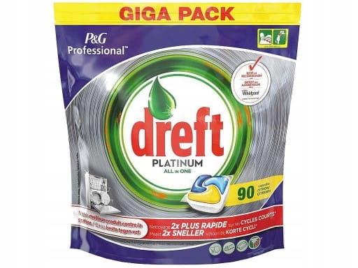 DREFT Platinum kapsule do umývačky riadu 90 ks Citrón