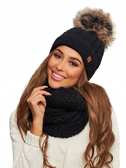 Nastavte čiapku, komín (golf) Escola Autumn/Winter Set Cap a Chimney Black